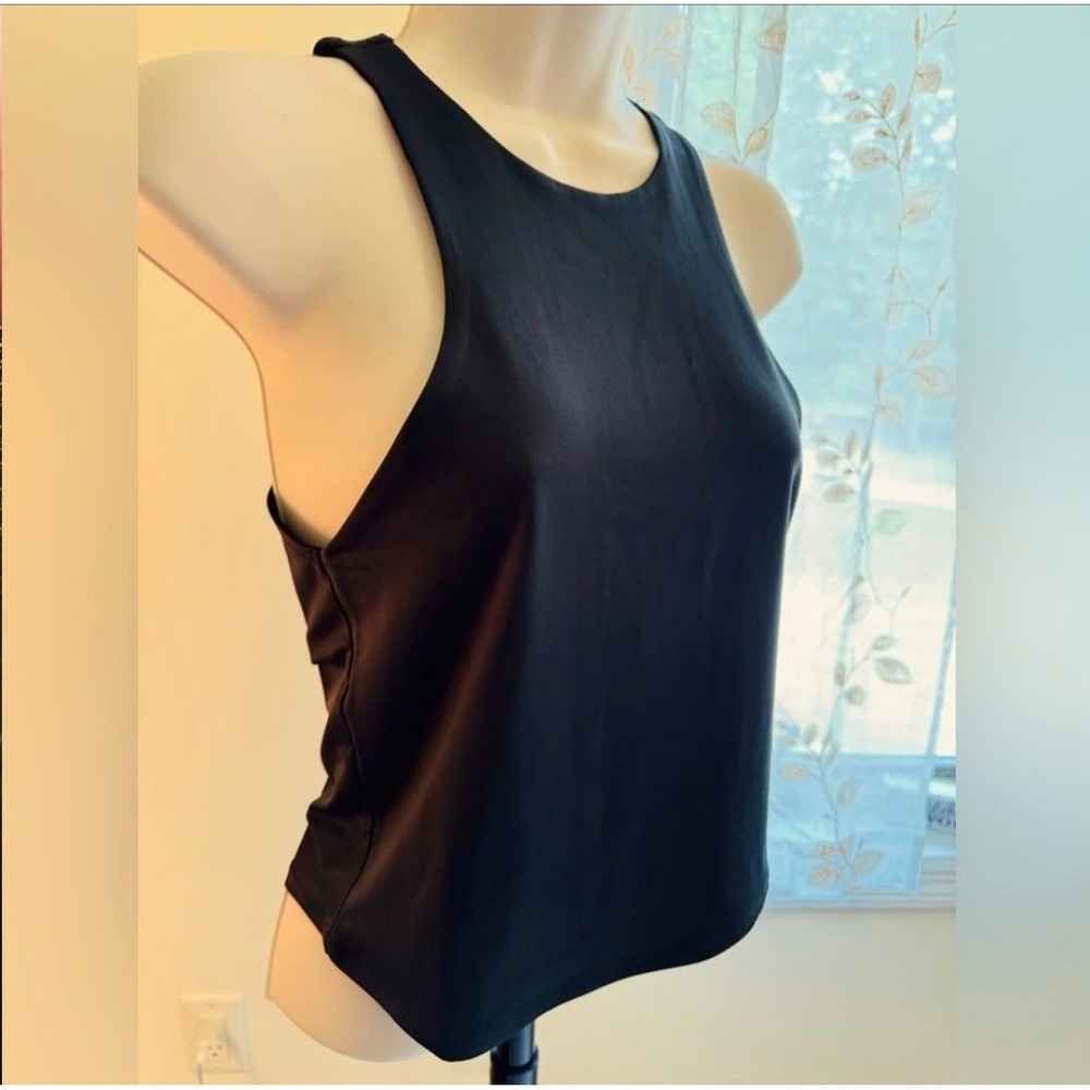 Social Revival Womens High Neck Racerback Tank Top Black Cropped NWT
